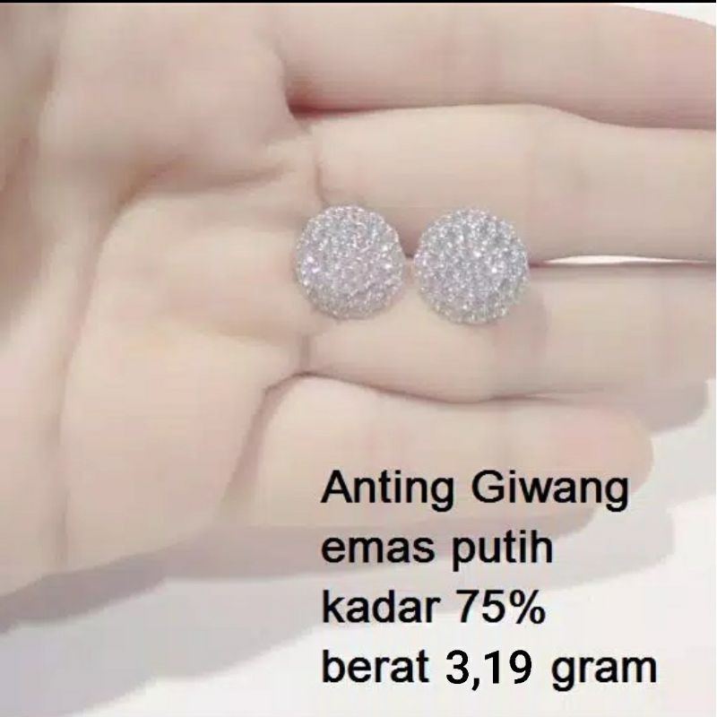 giwang emas putih GB kadar 75 persen