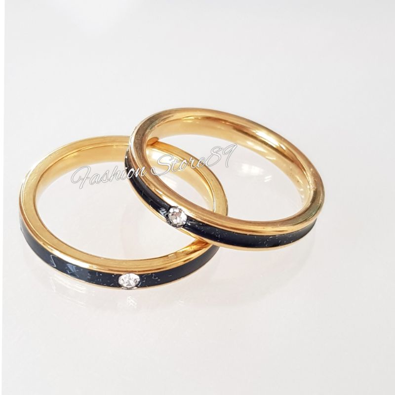 Impor Cincin Nikah Kawin Halal Titanium Gold Silver Permata Tanam Less Gold Silver Impor Cincin Elegant Antikarat Titanium