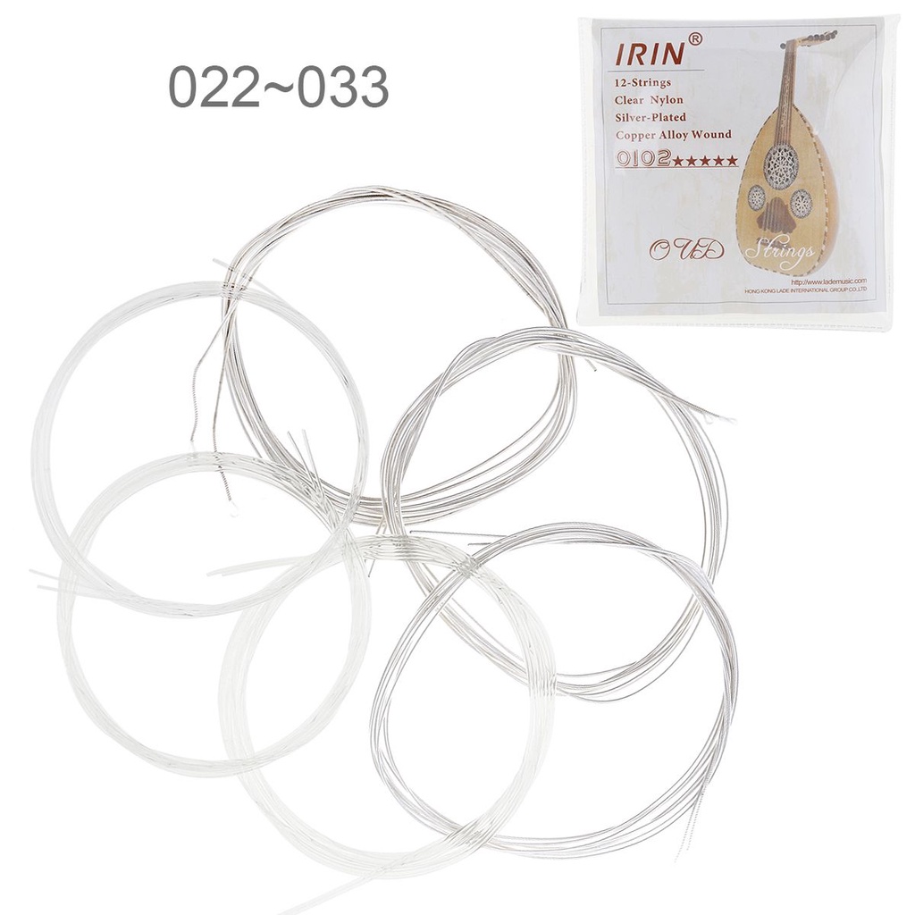 6pcs / set Oud String 022-033 Inch Bahan Nilon Lapis Tembaga Alloy Silver