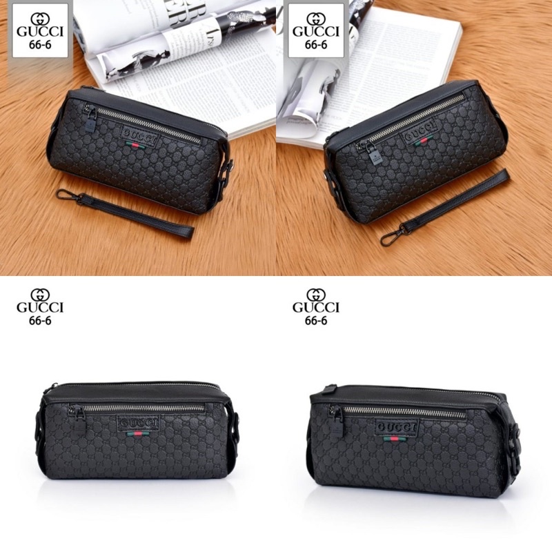 Pouch GUCCI Tas Model Tabung Clutch Pria/Wanita Kulit