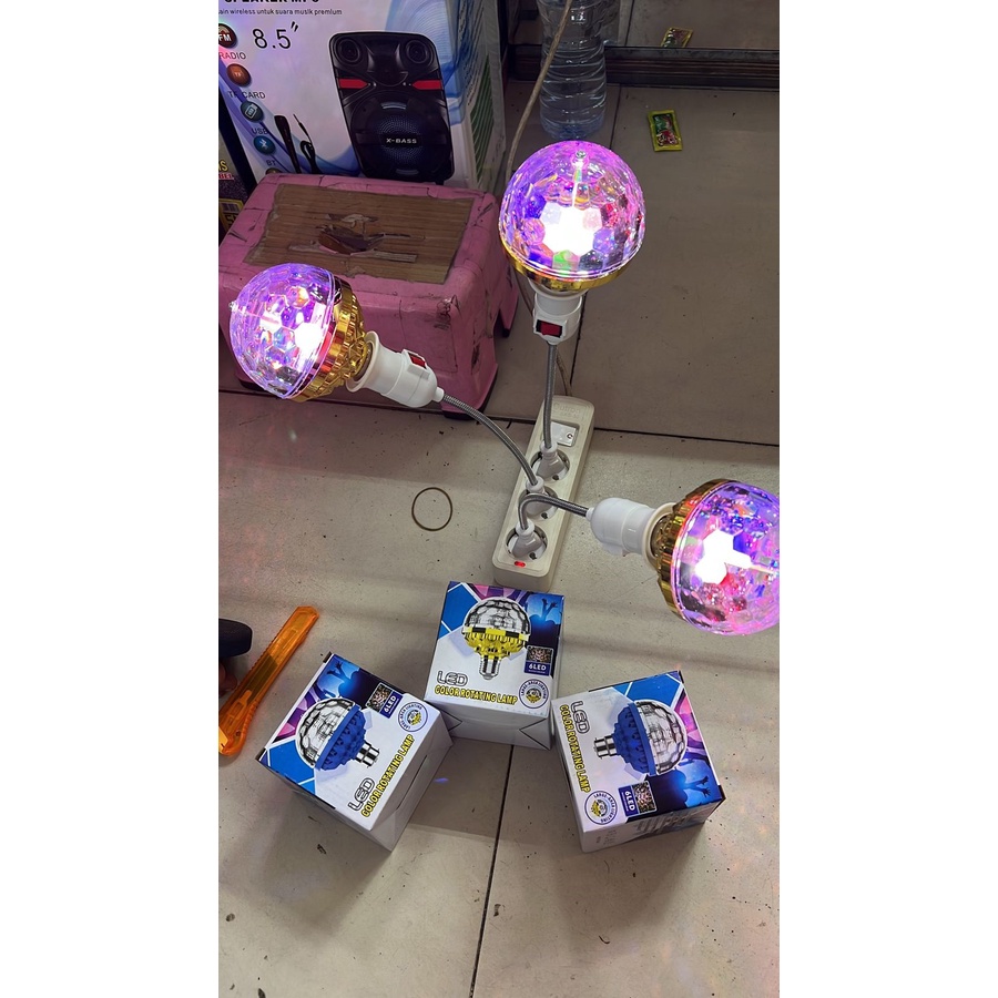 Lampu Disco LED Color Rotating Lamp 6 LED / Lampu Disko Murah / Lampu Hias LED / Lampu Party