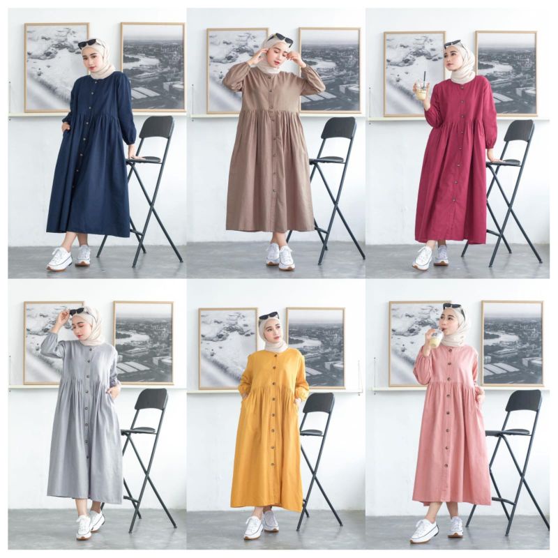 GAMIS mecca midi dress katun linen /dresswanita/gamis