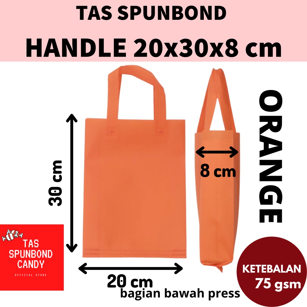 

TAS SPUNBOND GOODIE BAG HANDLE 20x30x8 cm ORANGE/JINGGA