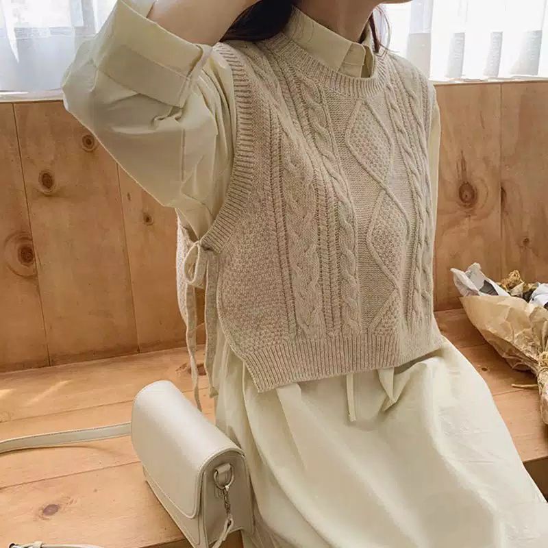 vest rajut wanita Rompi Rajut Wanita tali samping