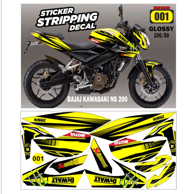 Sticker decal striping kawasaki Bajaj NS 200 Variasi glossy semua ready packing aman