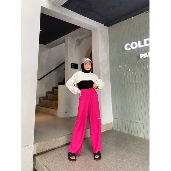 NEW- KULOT WANITA JUMBO / HIGHWAIST KULOT FUSHIA / CELANA KULOT