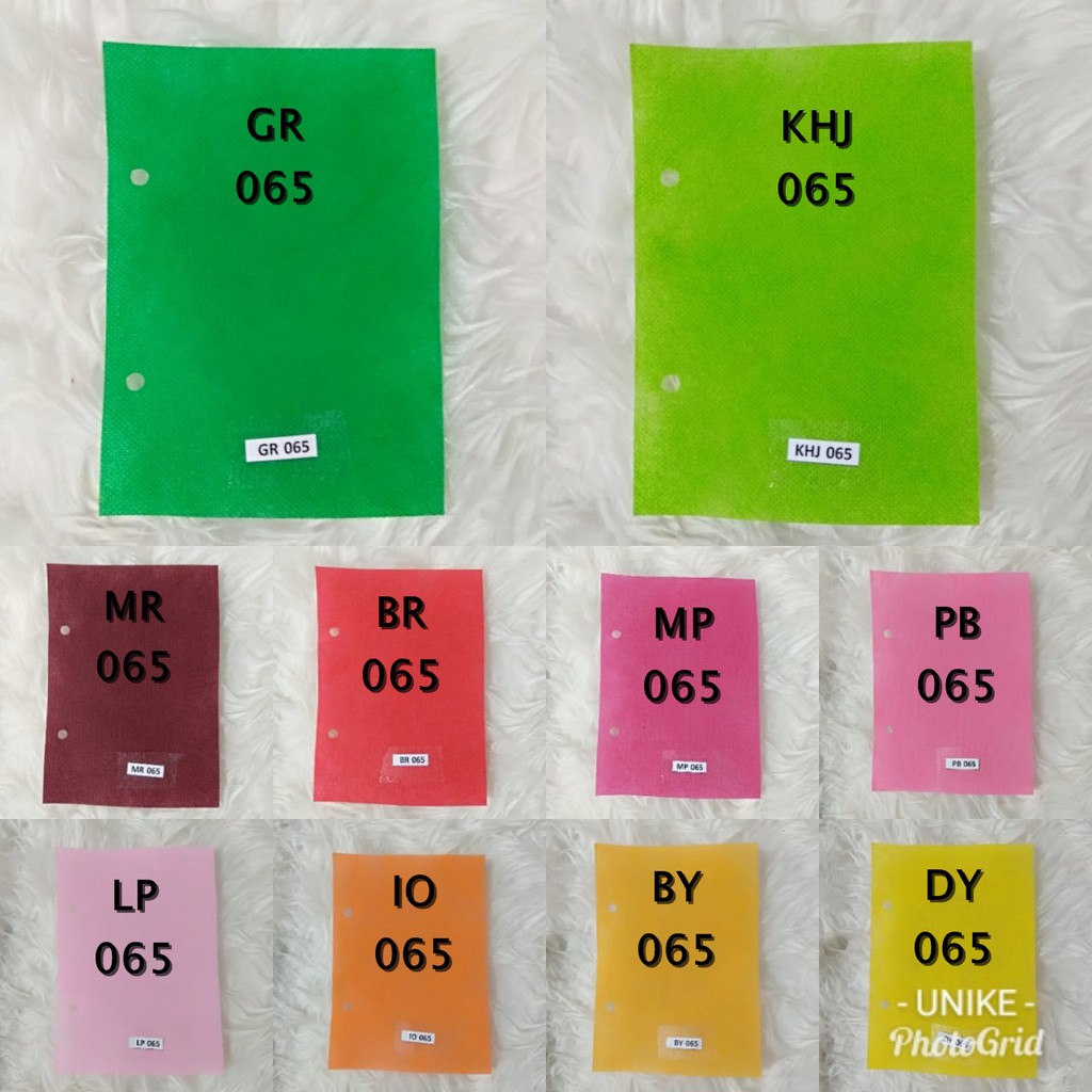 

Katalog Warna Pengenalan Bahan Spunbond Tas Souvenir Ultah Wedding Merchandise GOODIE BAG UNIKE