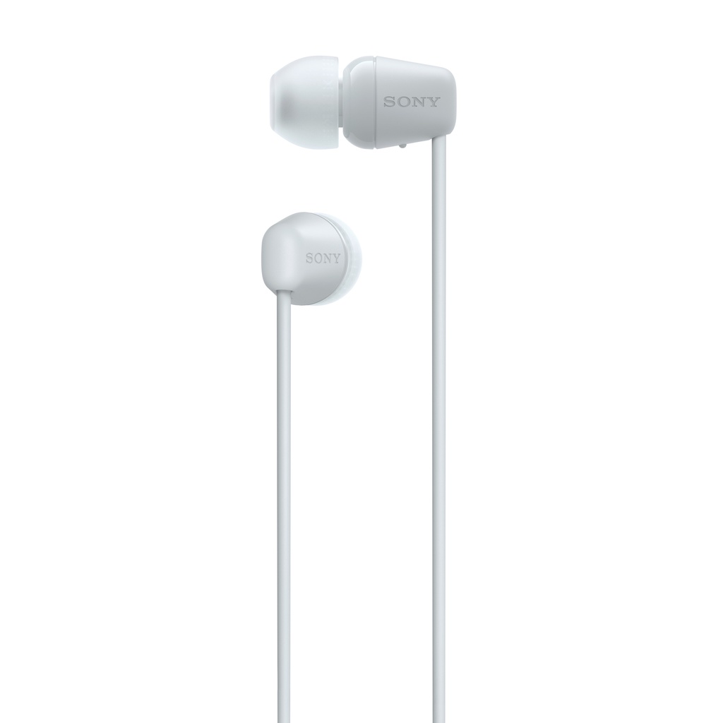 SONY WI-C100 In Ear Wireless Bluetooth Headset With Microphone For Android &amp; IOS - White [Battery Up to 25h] Earphone Headphone Handsfree