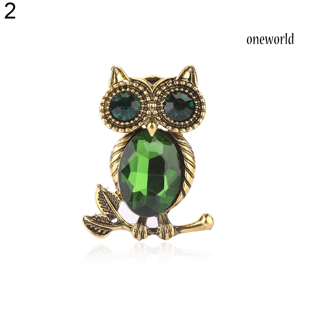 OW@ Women's Retro Rhinestone Cartoon Owl Brooch Pin Wedding Party Bridal Jewelry