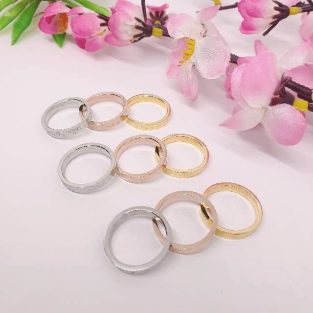 Cincin Titanium Anti Karat &amp; Alergi set 3pcs - Puku