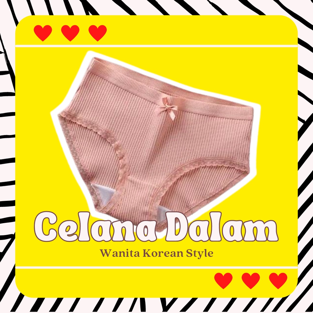 CD Import Wanita Korea Polos Undies Celana Dalam Wanita Polos Lace Rajut Tepi Renda Cantik CD Imut W