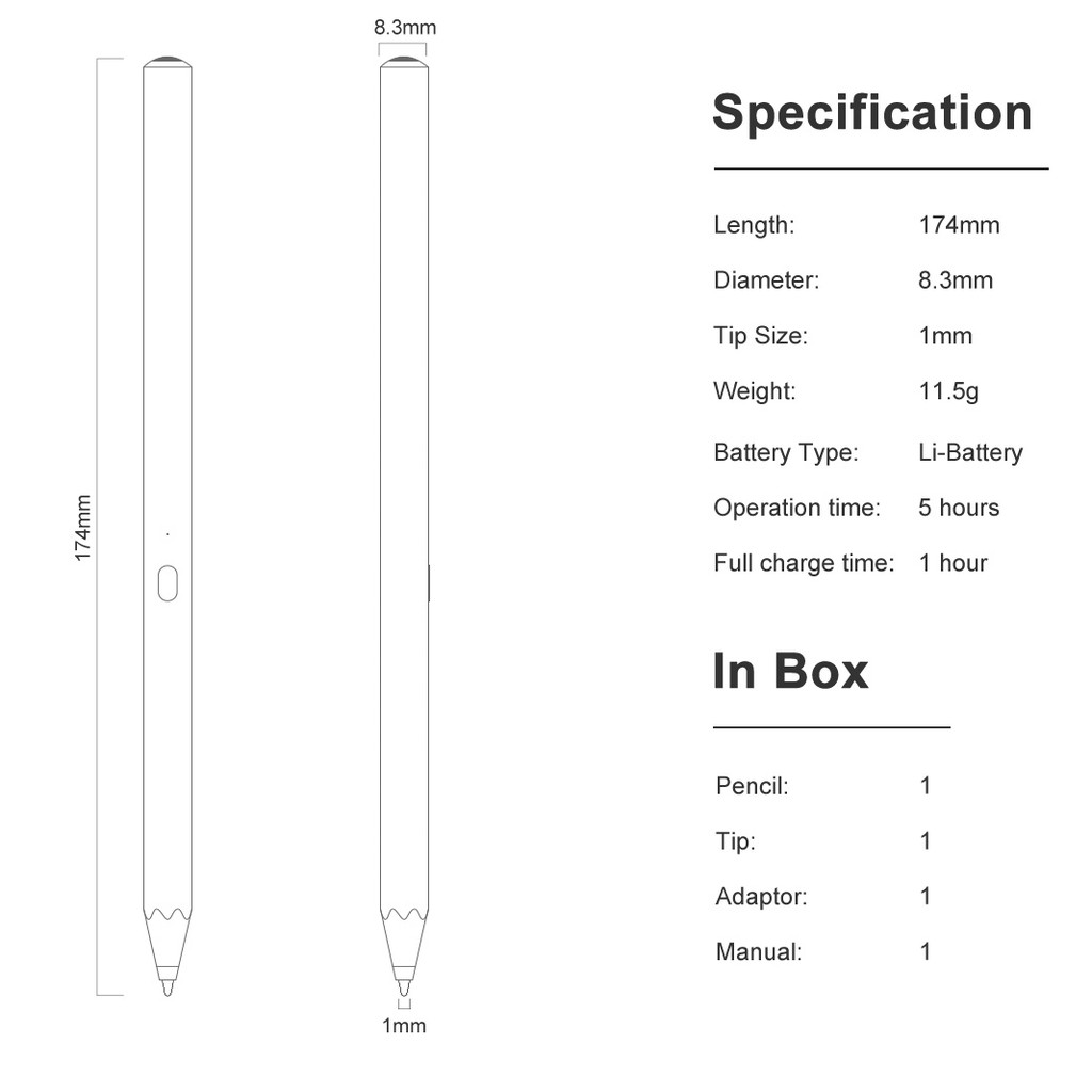 iPens Pensil Stylus Pensil No Pairing Tablet