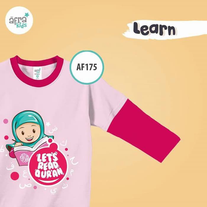 KAOS AFRAKIDS &quot;LET'S READ QURAN&quot; AF175 Lengan Panjang size XS