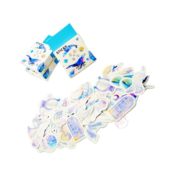 

sticker aesthetic cutting stiker box desain blue ocean decor journal diary scrapbook cute [S004]