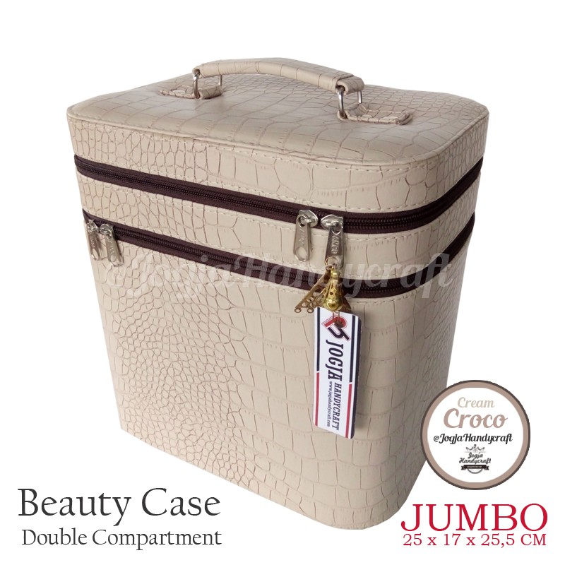 Exclusive JUMBO Size Tas Tempat Kosmetik Cream Croco Doff / Beautycase