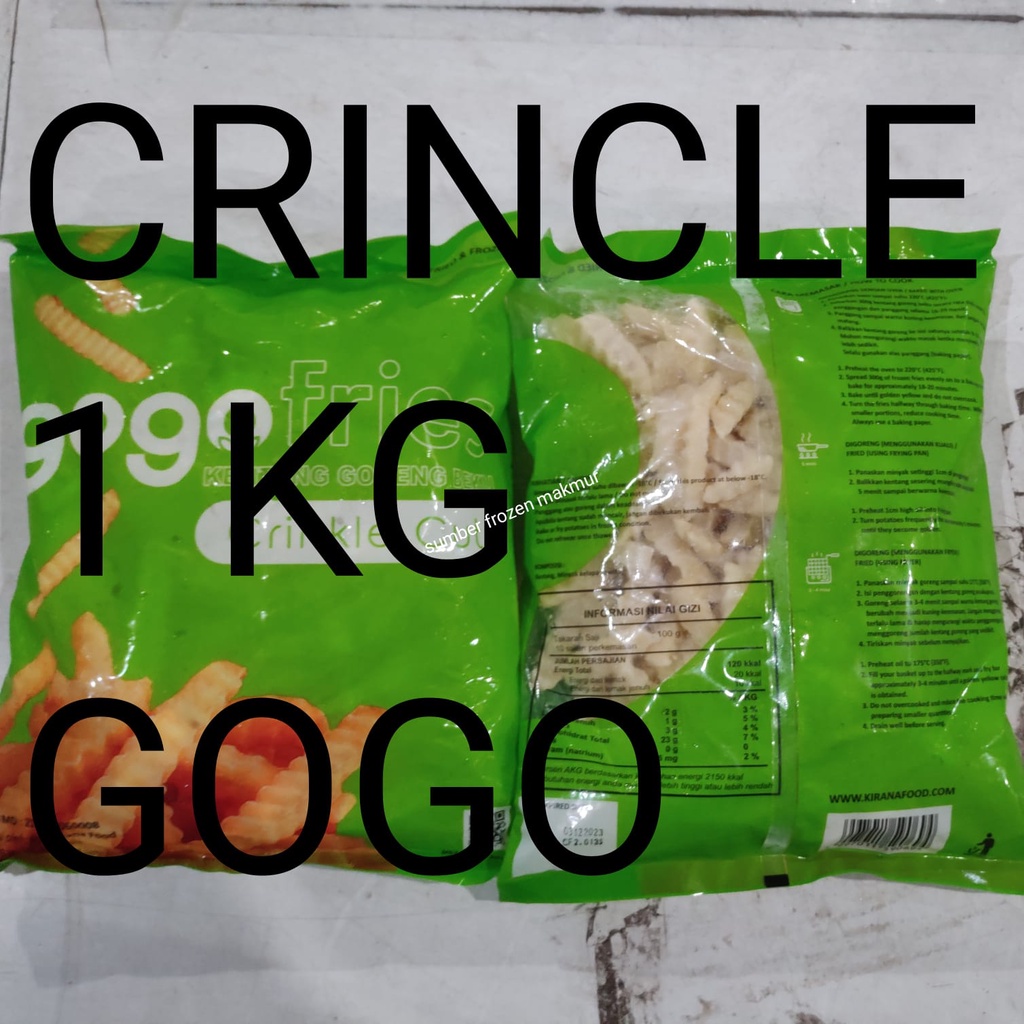 

kentang CRINCLE 1000 gram gogofries sumber frozen makmur