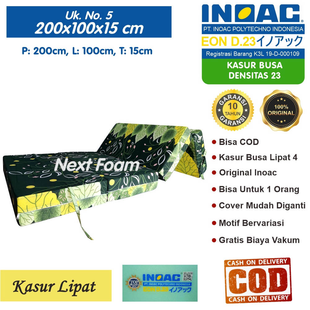 Kasur Busa Lipat Inoac Ukuran 200x100x15 cm Tebal 15 cm EON D23 ORIGINAL INOAC Garansi 10 Tahun Asli