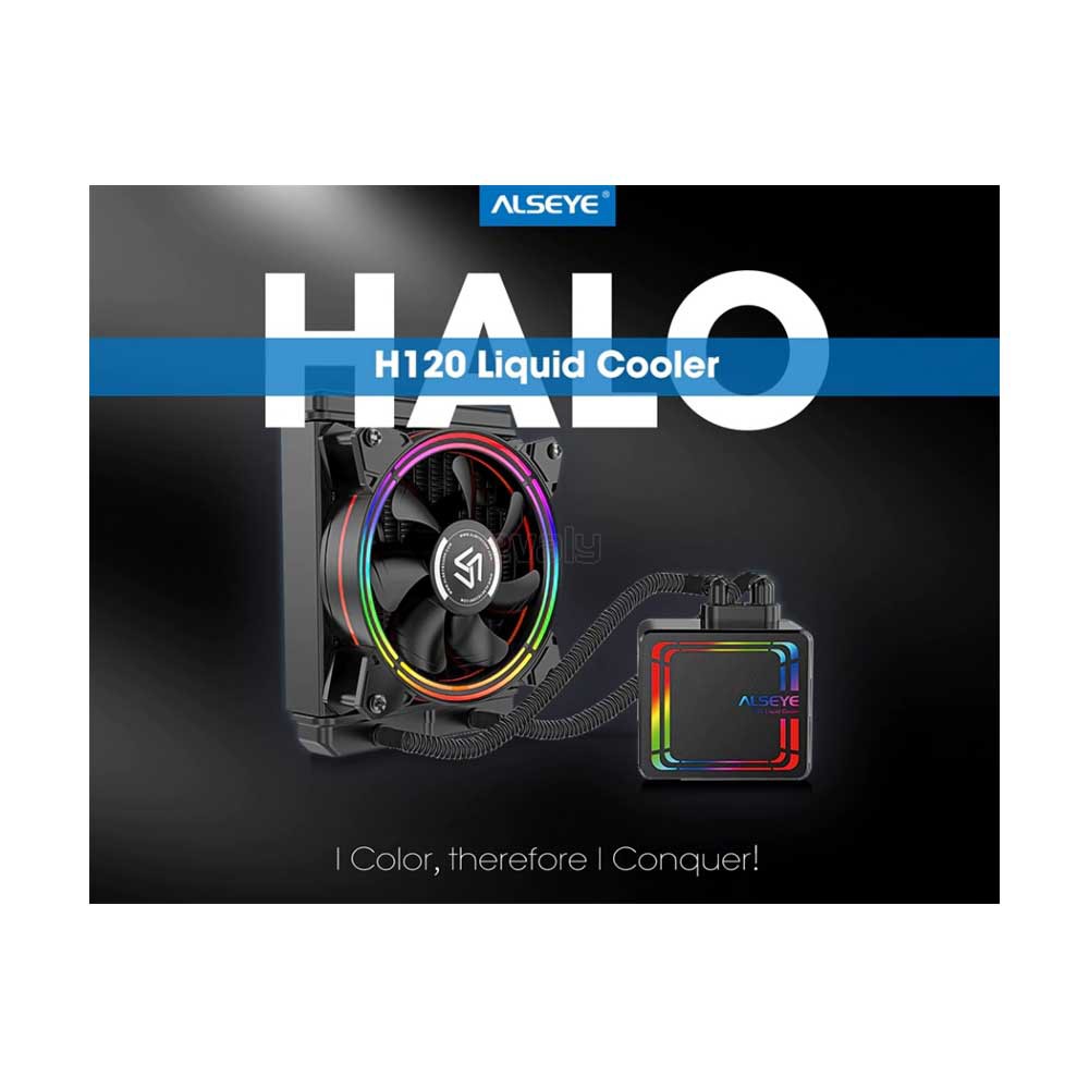 Cpu cooler gaming alseye liquid 1 fan 120mm rgb intel amd halo h120 h-120 - Fan processor heatsink