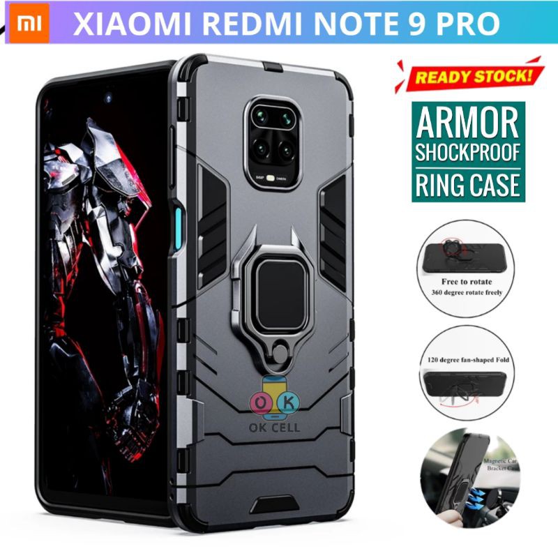 Hard Case Ring Stand Xiaomi Redmi Note 9 Pro - Hardcase Holder Redmi Note 9pro Casing Cover Original