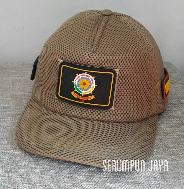 TOPI SATPOL PP - TOPI SATPOL PP 3 PATCH JARING DOUBLE MESH VELCRO KREM