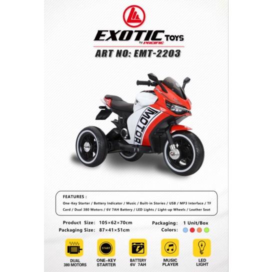 MOTOR AKI MAINAN ANAK EXOTIC EMT-2203 MODEL SPORT/GP