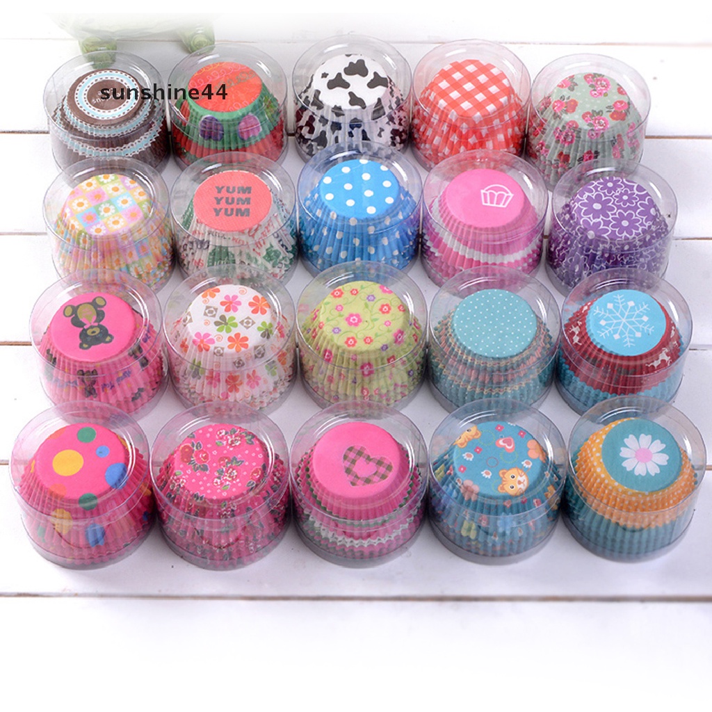 Sunshine 100pcs Kertas Cetakan Cupcake / Muffin Warna Acak