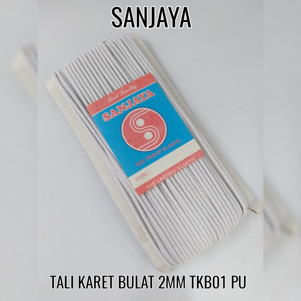 TALI KARET ELASTIS / TALI GELANG KARET / TALI ELASTIS BULAT PUTIH / TALI KARET BULAT 2MM TKB01 PU