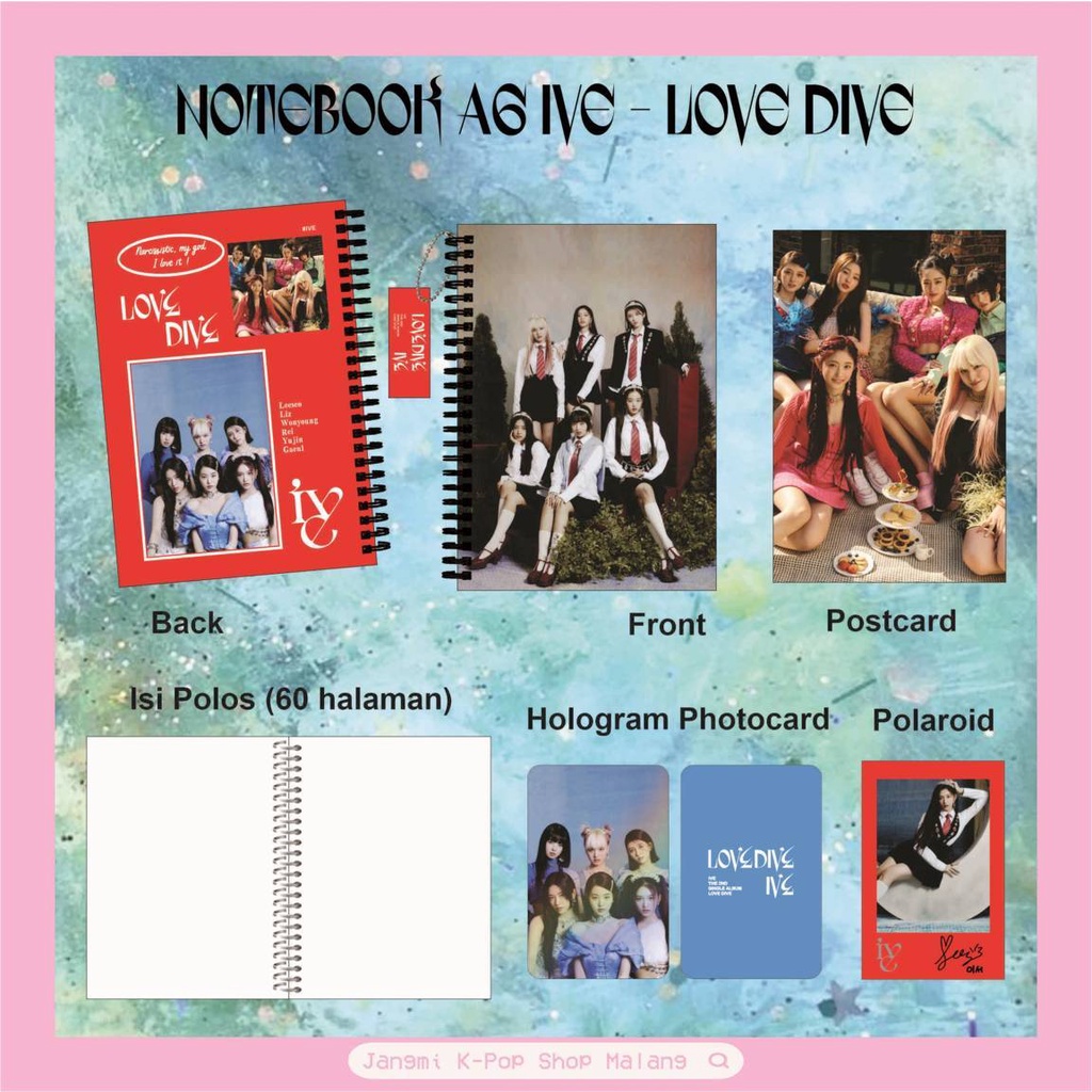 

Mini Notebook IVE - Love Dive | Notebook IVE Love Dive | Ring Notebook IVE | Notebook K-POP | Fankit IVE | Fankit K-POP | IVE DIVE | KPOP