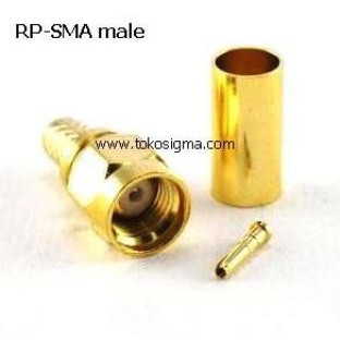 CONNECTOR CRIMP RP-SMA MALE Plug Rakit Kepala Colokan Antena HT Router Coaxial