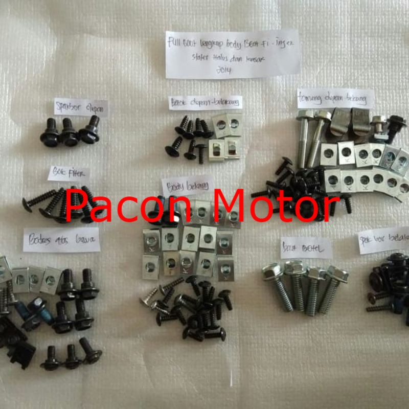 baut body lengkap full set body honda beat fi 2014
