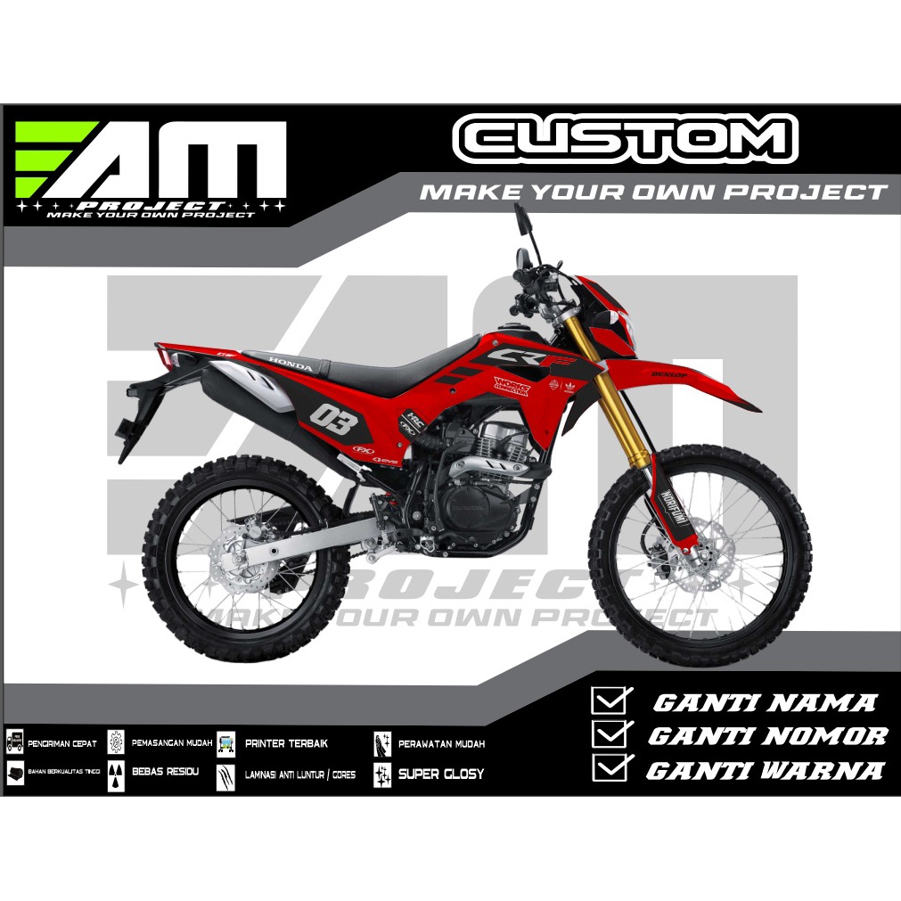 DECAL CRF FULLBODY VARIASI WARNA MERAH,KUNING ,HIJAU,UNGU DLL