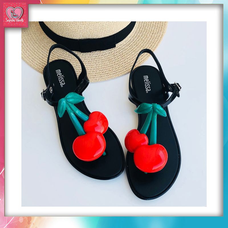 Sepatu heels Melissa Brand Cherry 2019 New Women Flat Sandals Melissa Shoes For Women Jelly Sandals