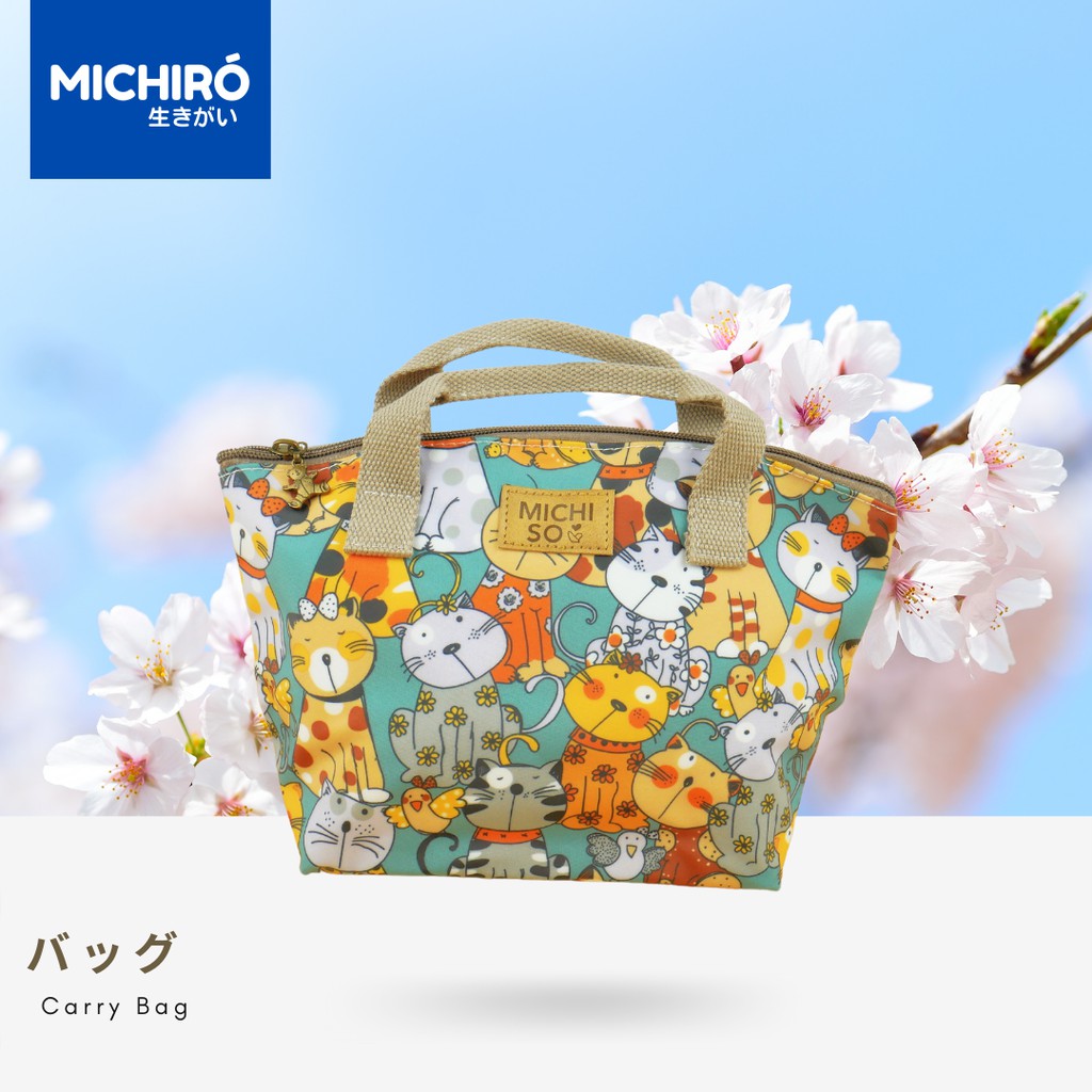 MICHIRO Tas tenteng Wanita Tas bekal Makanan Import Tahan Panas Anti Air Motif Kucing Kelinci Carry 