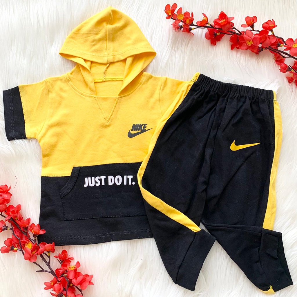 Setelan baju hoodie + celana jogger bayi cowok kekinian sporty fashion anak laki baby boy murah -nik