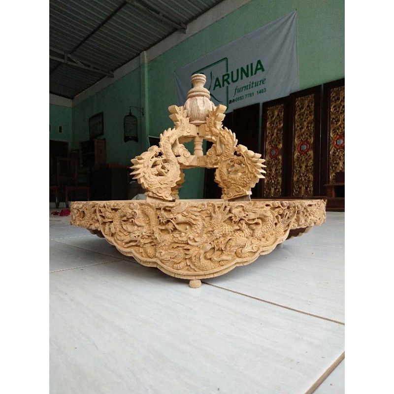 sangkar burung murai batu ukir tiga dimensi motif naga mewah