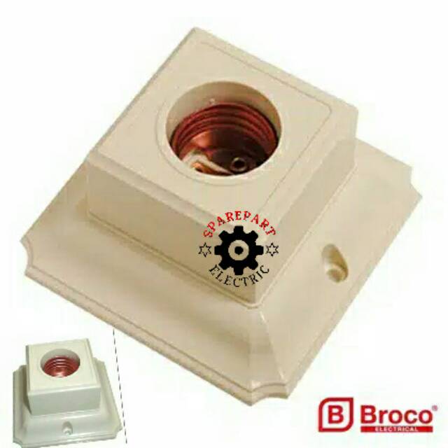 FITING LAMPU PLAFON KOTAK BROCO FITTING SEGI 4