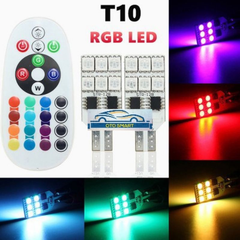 LAMPU LED SENJA KOTAK T10 5050 HIGH QUALITY RGB REMOT 12 SMD &amp; 6 SMD MOBIL