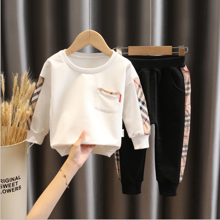 Baju Setelan Anak Cowok Burberry Lengan Panjang Impor PREMIUM QUALITY- LENGAN BURBERRY