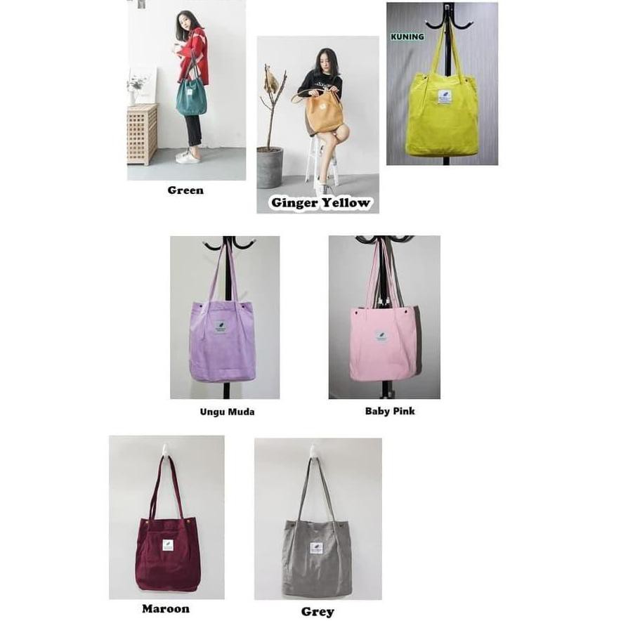TC26 Korea Corduroy Tote Bag Korea / Tas Selempang Slingbag / Tas Wanita Murah / Tas Kerja Kampus