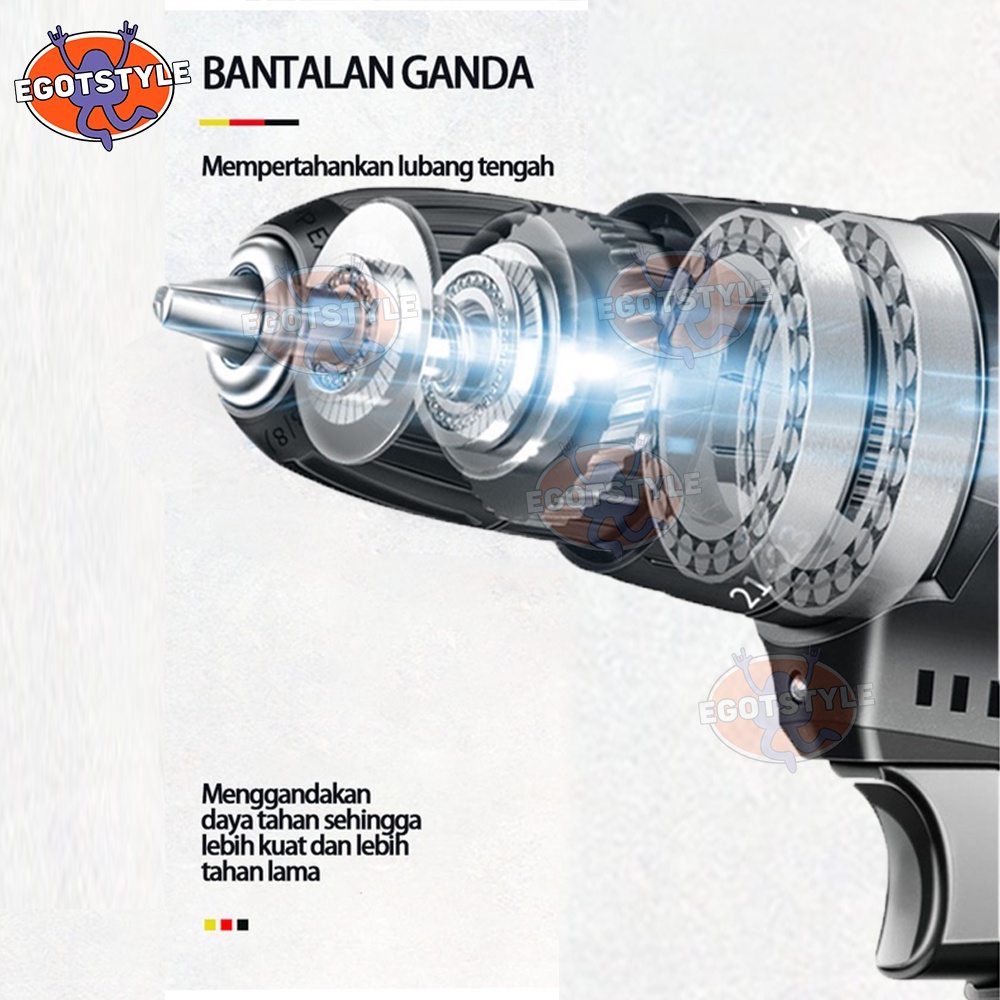 Bor Listrik Bor Tanpa kabel 98V Set Lengkap Mata Bor Cordless Drill Full Set Of Drill Bits Bor Mesin Elektrik Drill Set Reversible Mesin Bor Tangan Listrik