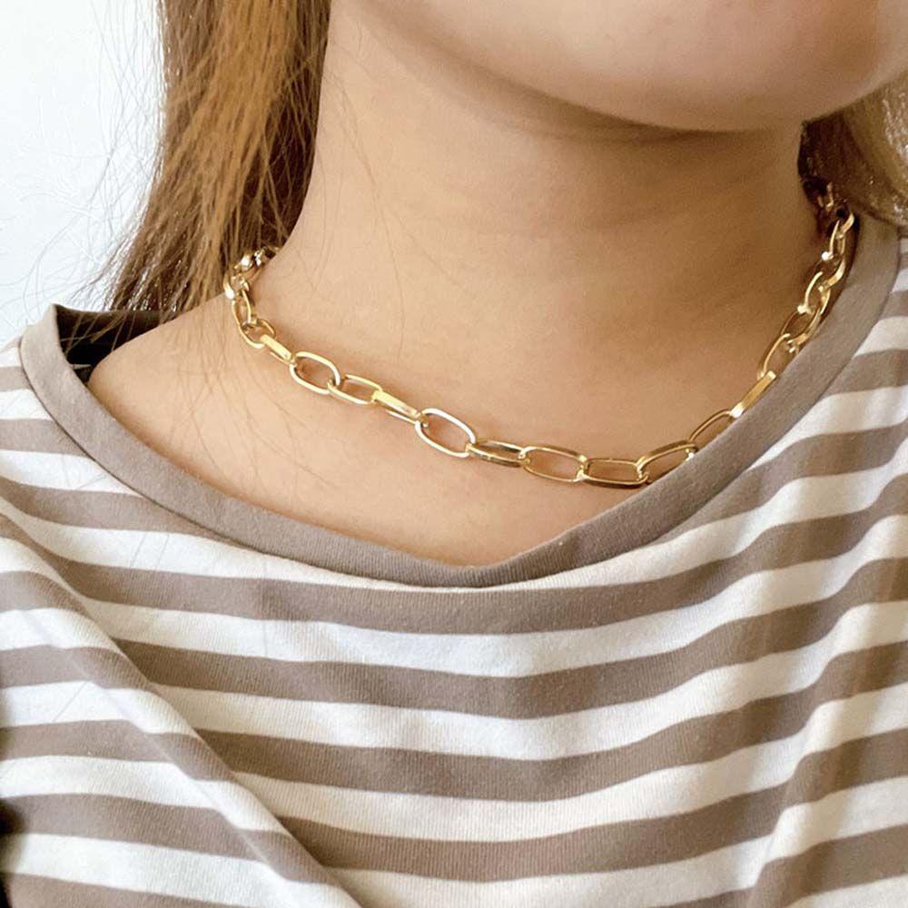 NEEDWAY Wanita Kalung Fashion Adjustable Rantai Klavikula Emas Perak Rantai Tebal Tulang Selangka Choker Gelang