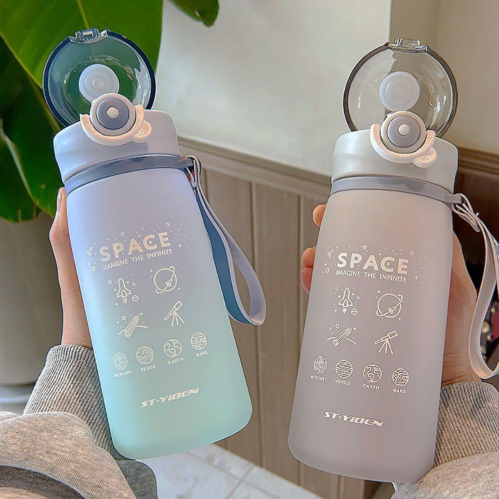 Solighter Botol Air Dengan Skala Olahraga Portabel Langsung Minum Perlengkapan Minum Gradasi Frosted