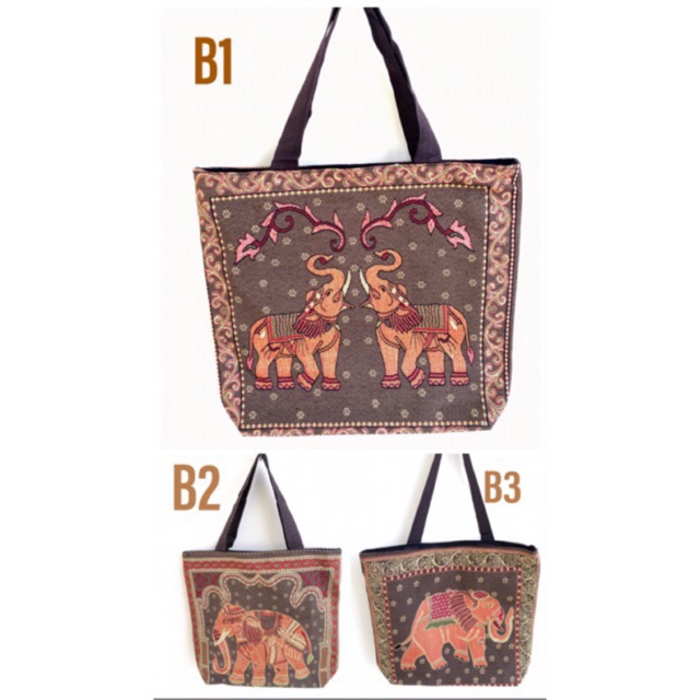 Tas Totebag kanvas thailand jinjing besar import elephant B series