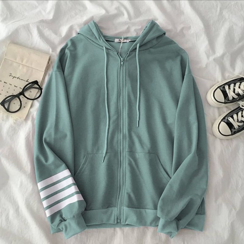 HOODIE ZIPER SWEATER WANITA - REGLAN SALUR HOODIE FLEECE TEBAL - HOODIE WANITA-3