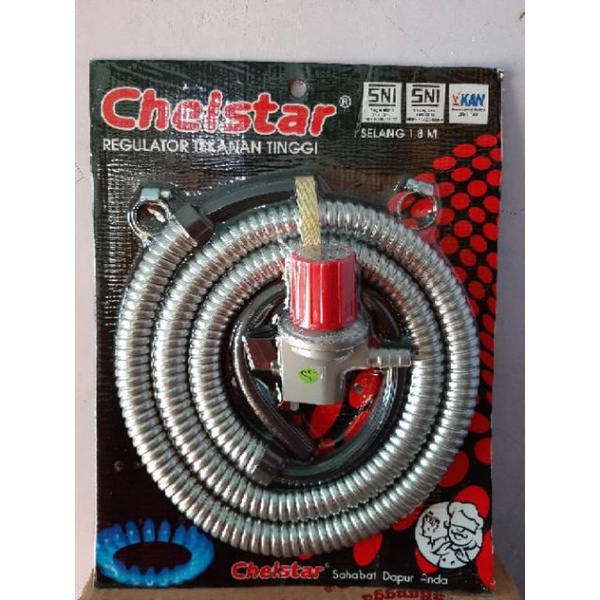 Chelstar Selang Kompor Gas Plus Hegulator High Pressure  Tekanan Tinggi