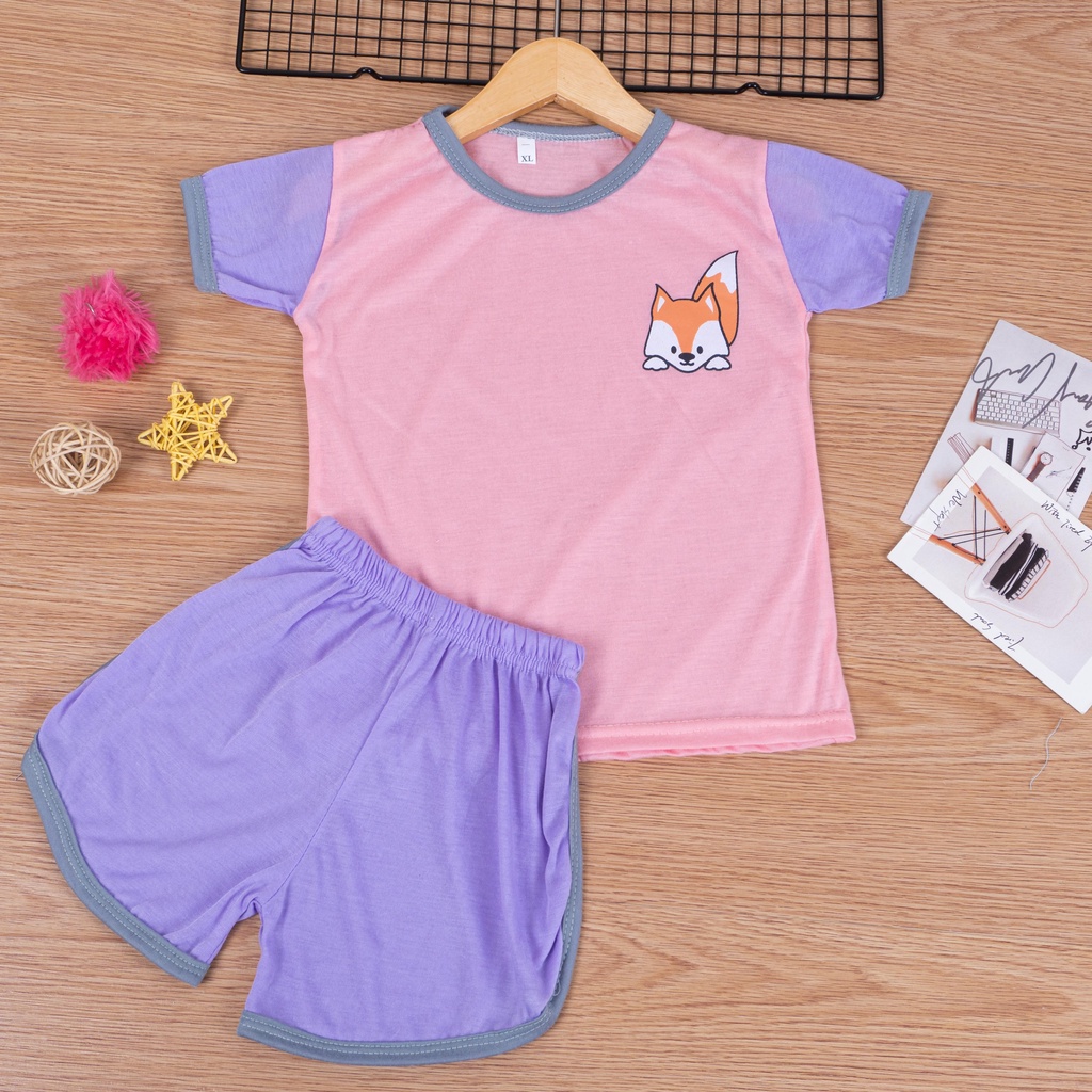 IL - Setelan Anak Kaos Anak Retro Set Tricolour | Setelan Anak Katun / Playset / Basic Tee Hotpants