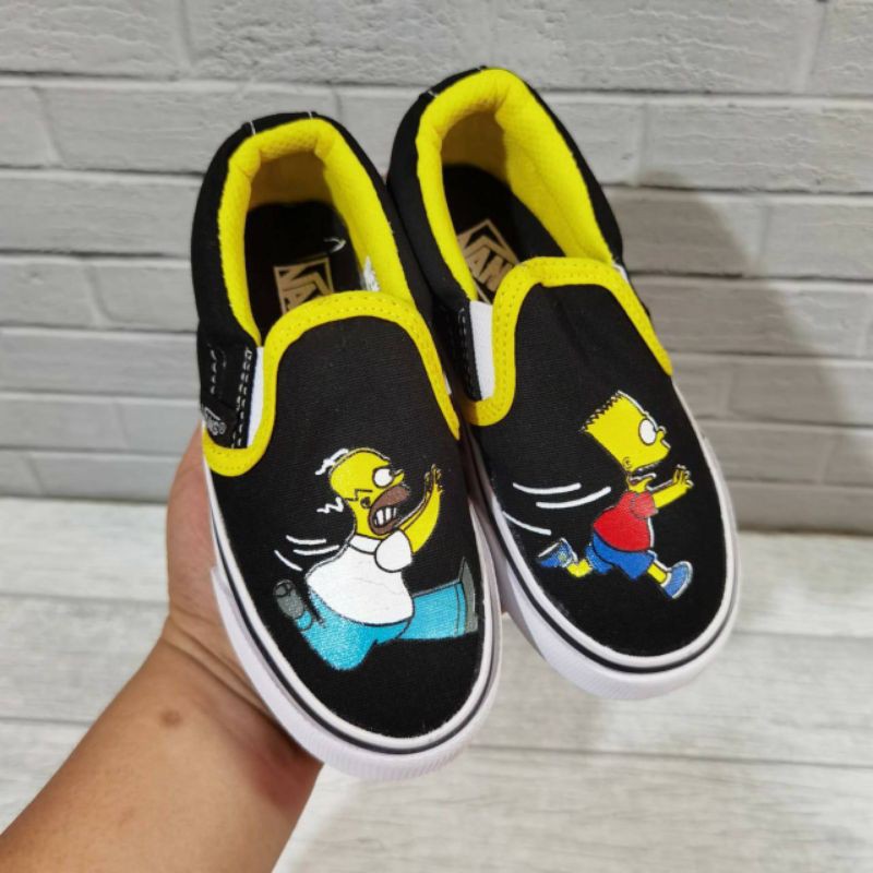 Sepatu Anak Vans Slip On Simpson Black Yellow Size 26 - 35 Premium Quality