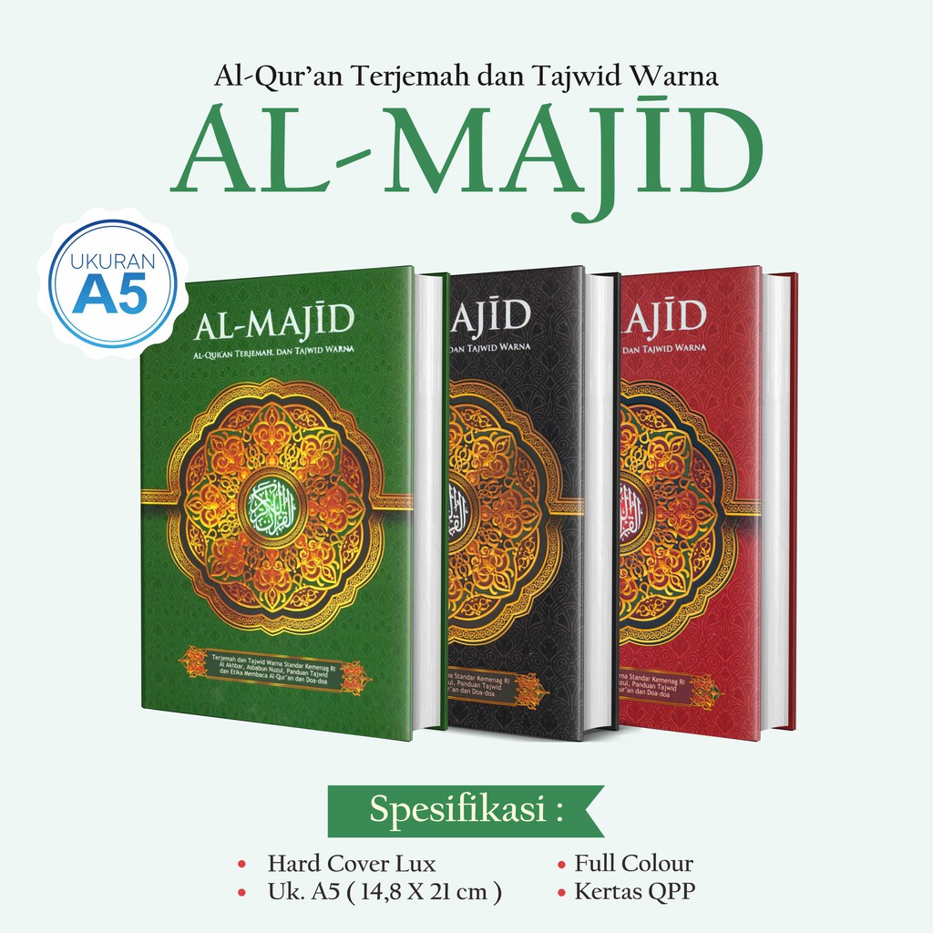 Alquran Kecil Al quran Terjemah Tajwid Warna  A5 Al-Majid Almajid Al Majid Quran Wakaf Original Mura