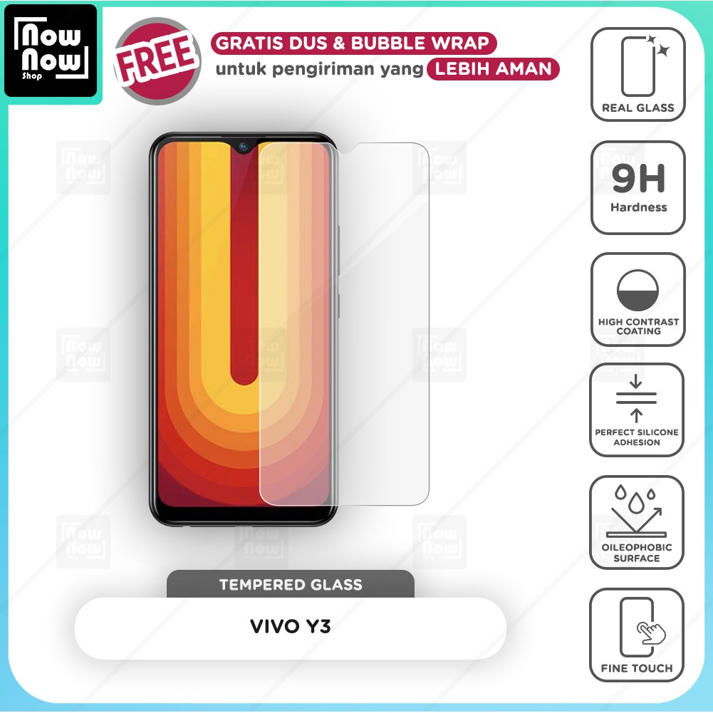 Tempered Glass Anti Gores Vivo Y3 Screen Guard Protector 9H Kaca Temperglass