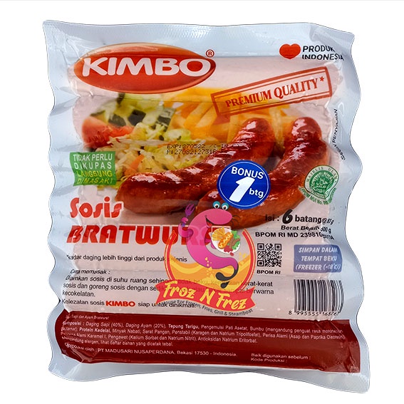 

KIMBO Sosis Bratwurst 500 Gram (6 Pcs) - Original